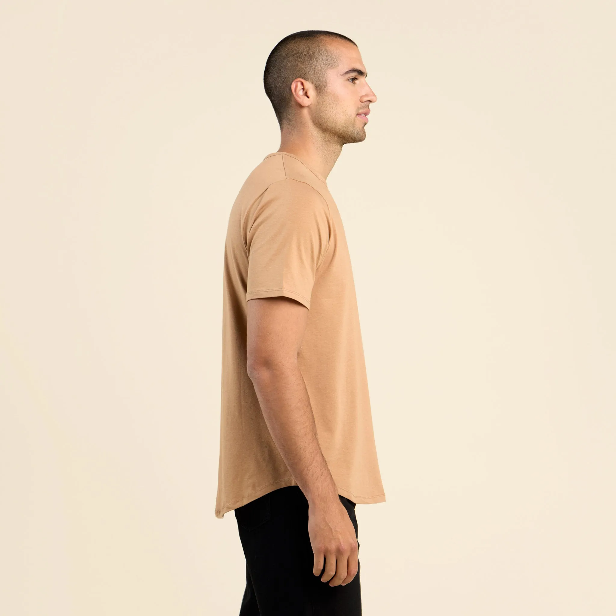 Short Sleeve Curved Hem T-Shirt | Cinnamon sold by nuuds product image thumbnail 3