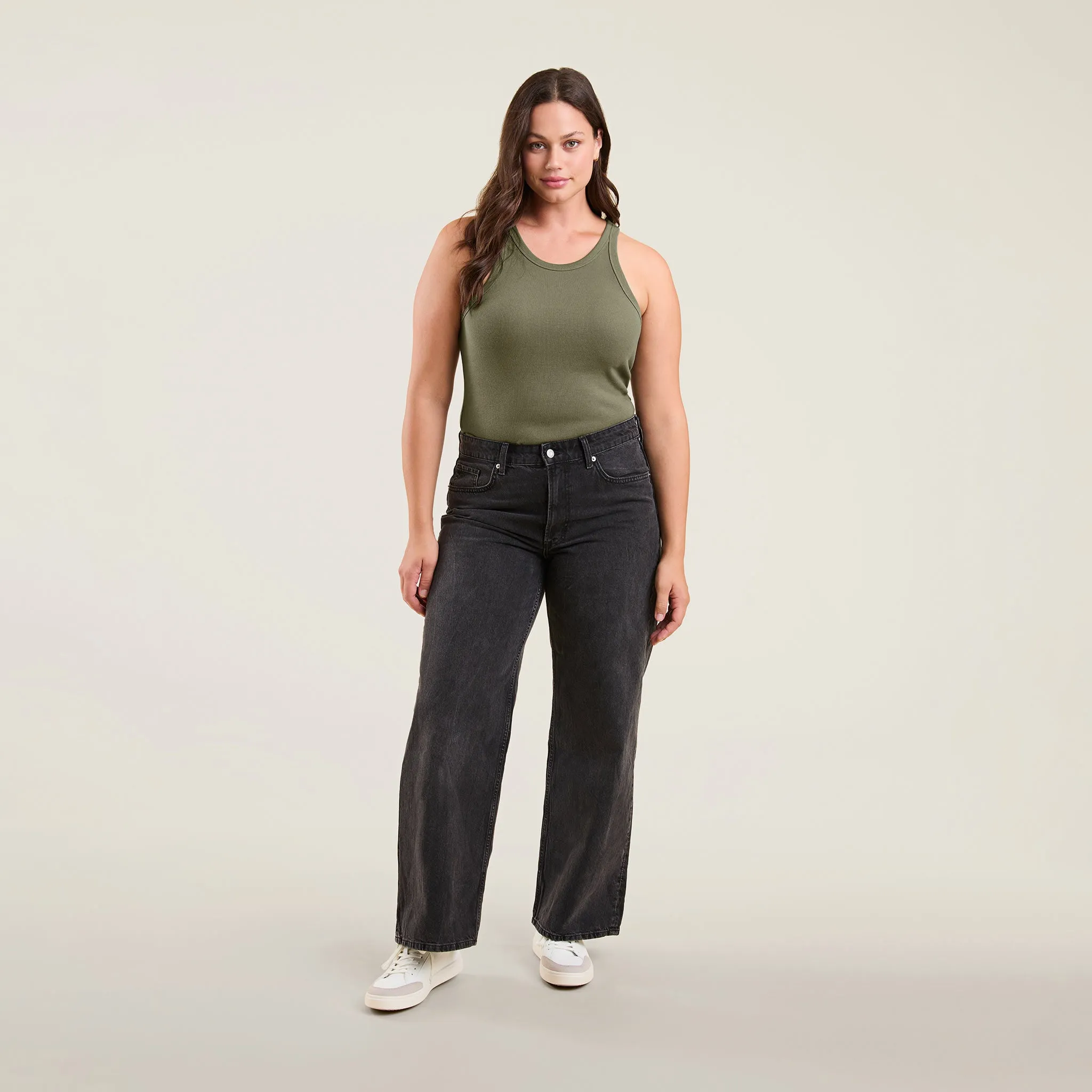 Essential Rib Tank Top | Olive sold by nuuds product image thumbnail 2
