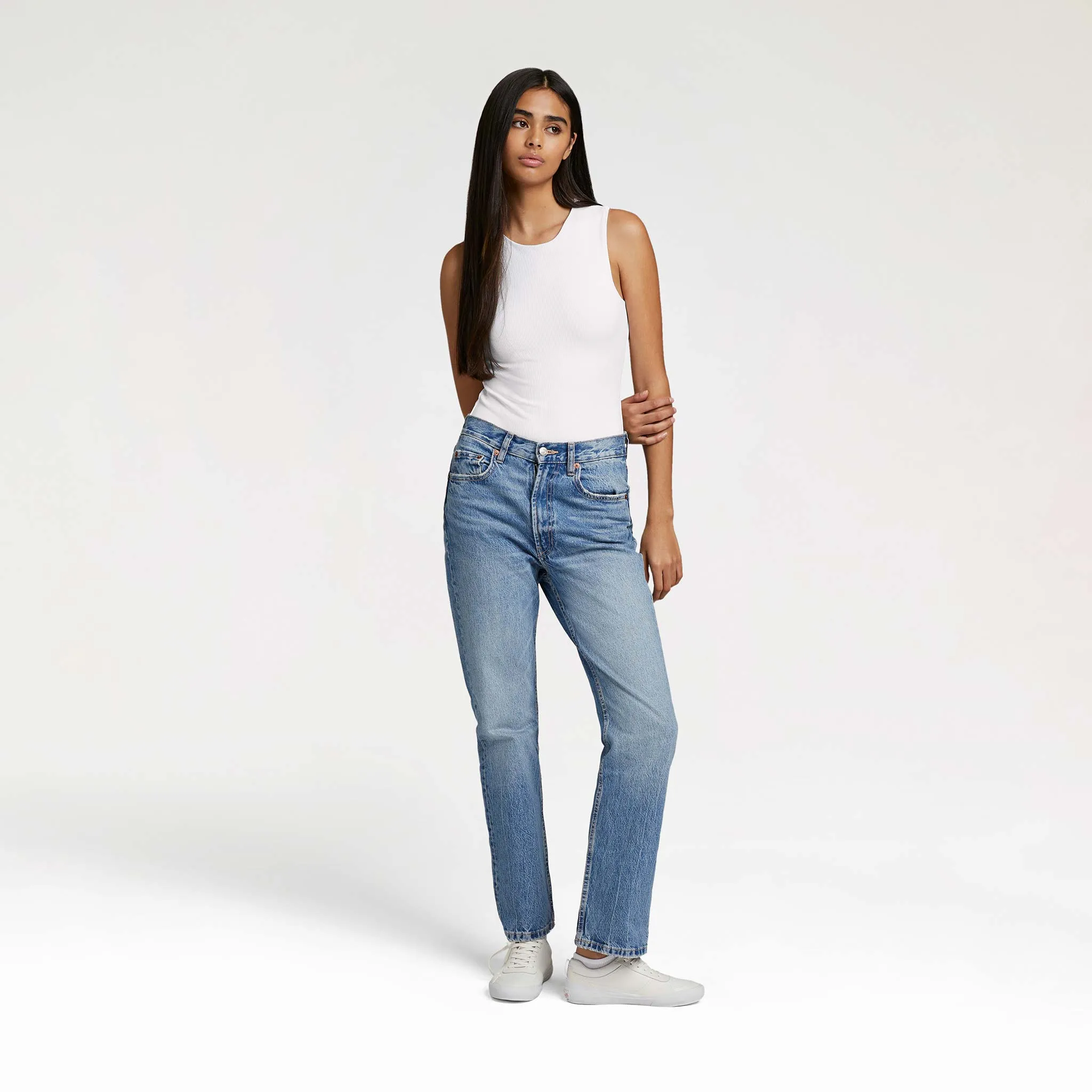 Ribbed Crewneck Tank Bodysuit | White sold by nuuds product image thumbnail 2