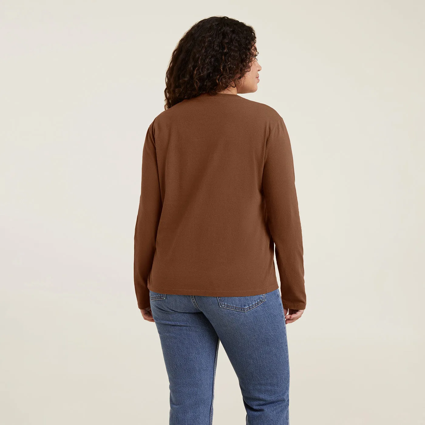 Vintage Cotton Long Sleeve Everyday T-Shirt | Chocolate sold by nuuds product image thumbnail 4