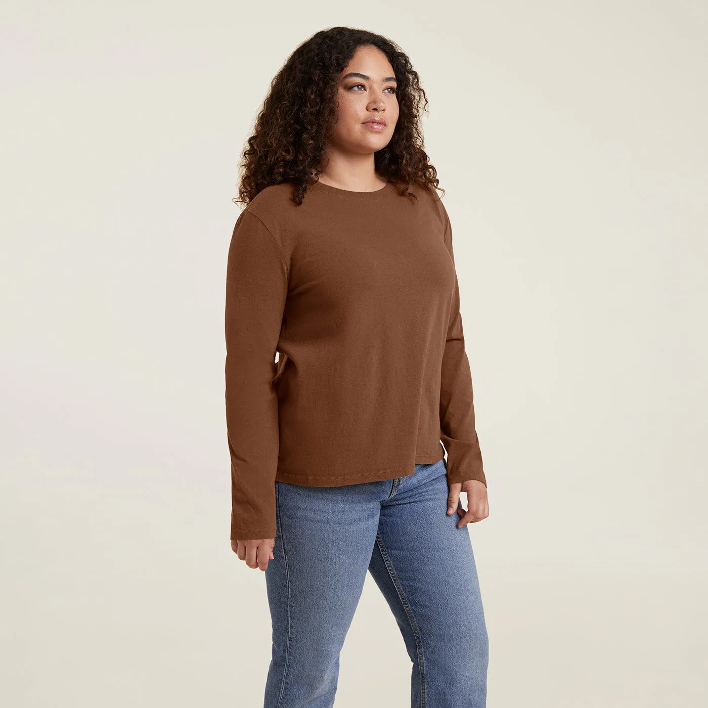 Vintage Cotton Long Sleeve Everyday T-Shirt | Chocolate sold by nuuds product image thumbnail 3