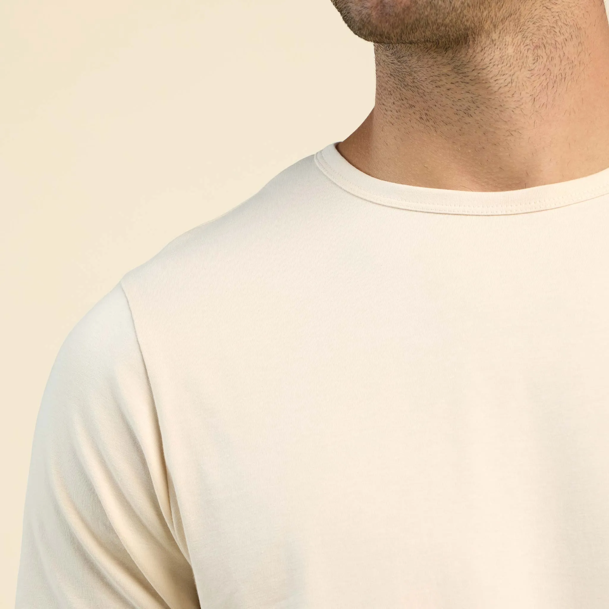 Short Sleeve Curved Hem T-Shirt | Bone sold by nuuds product image thumbnail 5