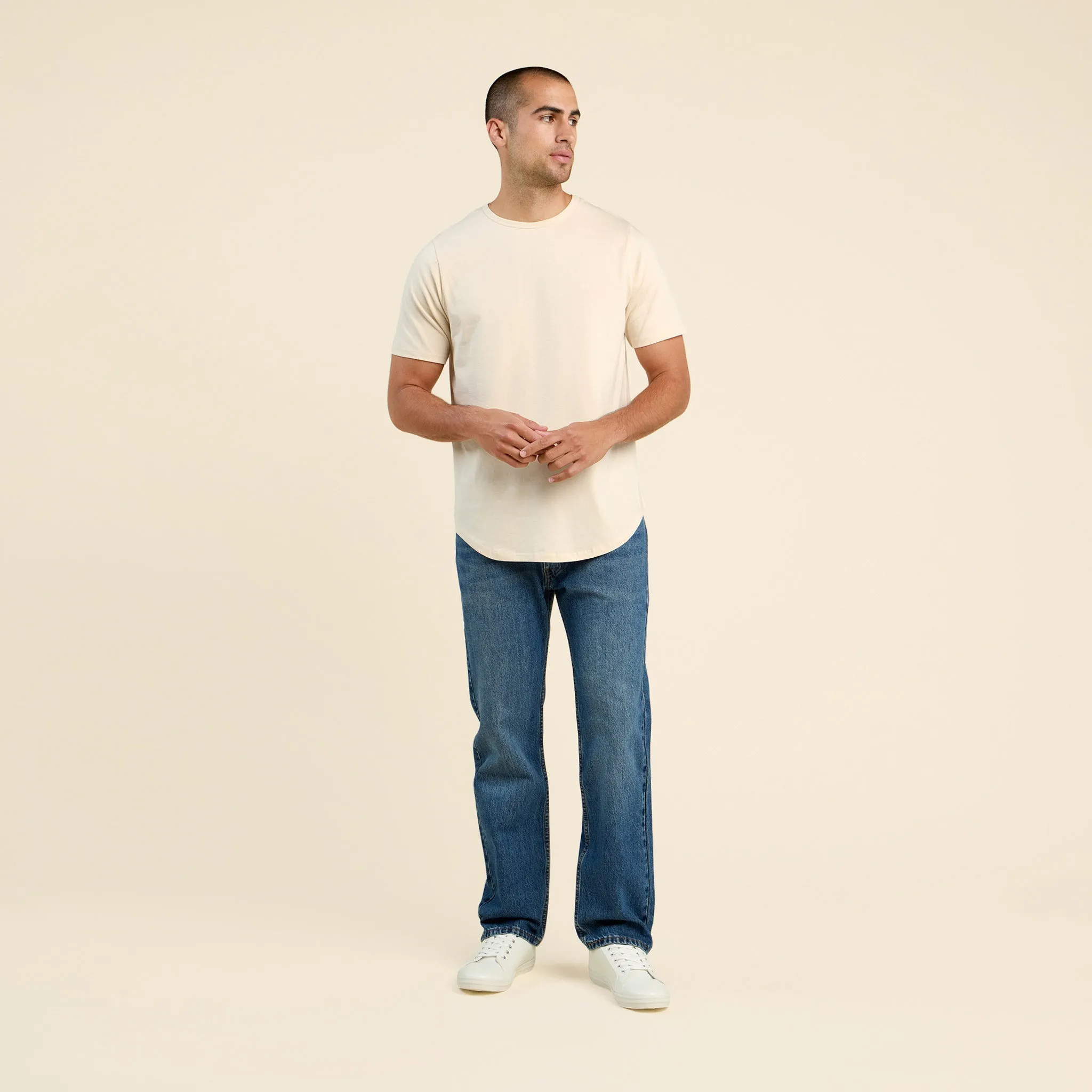 Short Sleeve Curved Hem T-Shirt | Bone sold by nuuds product image thumbnail 2