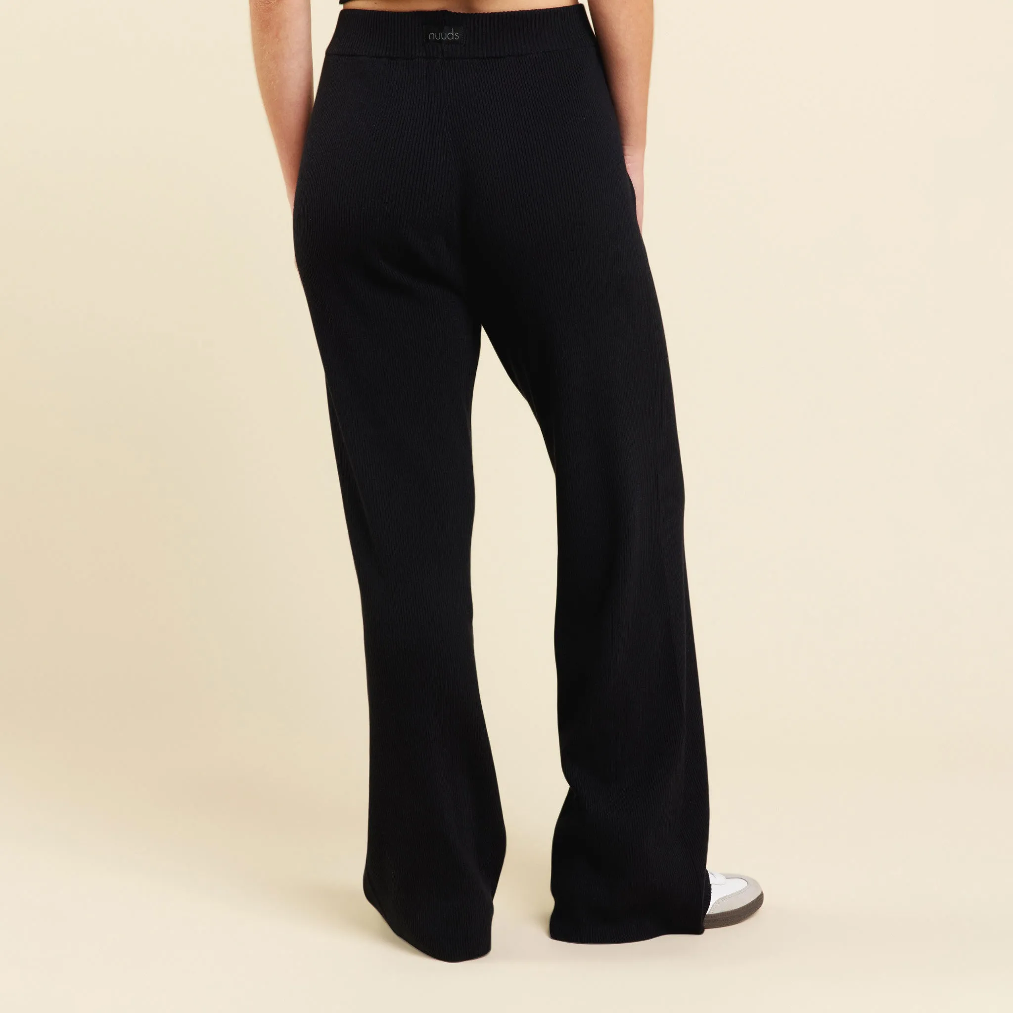 Ribbed Sweater Wide Leg Pant | Black sold by nuuds product image thumbnail 4