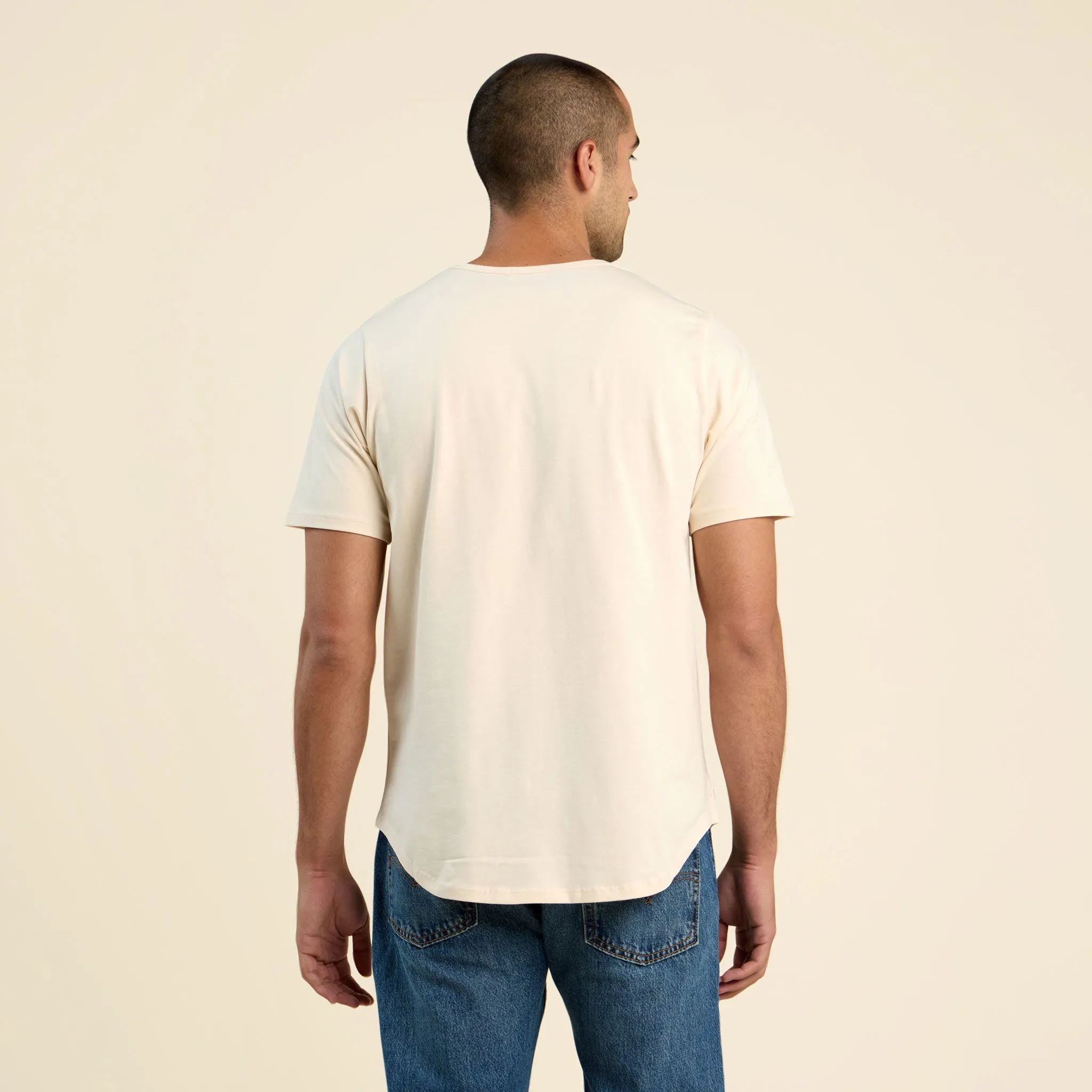 Short Sleeve Curved Hem T-Shirt | Bone sold by nuuds product image thumbnail 4