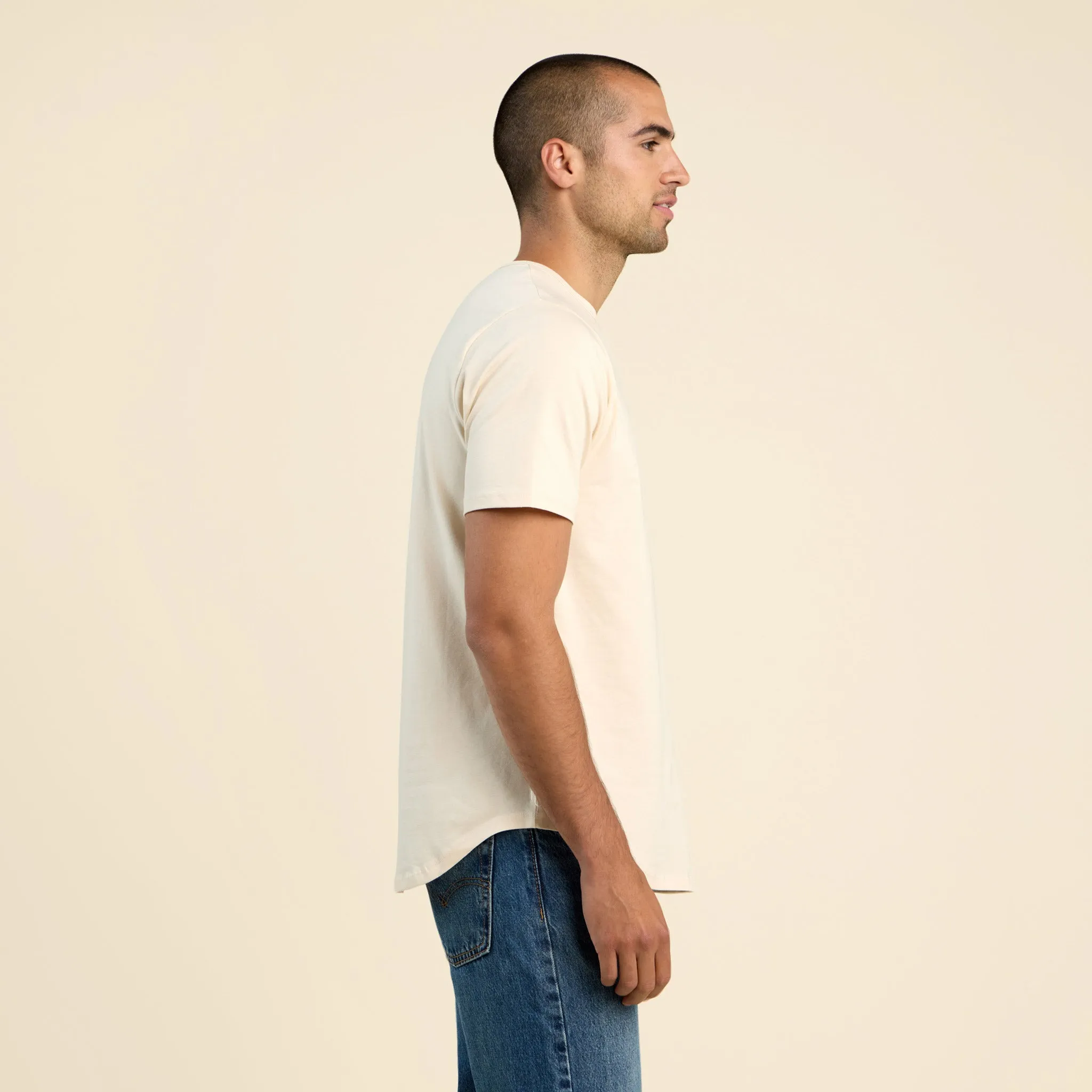 Short Sleeve Curved Hem T-Shirt | Bone sold by nuuds product image thumbnail 3