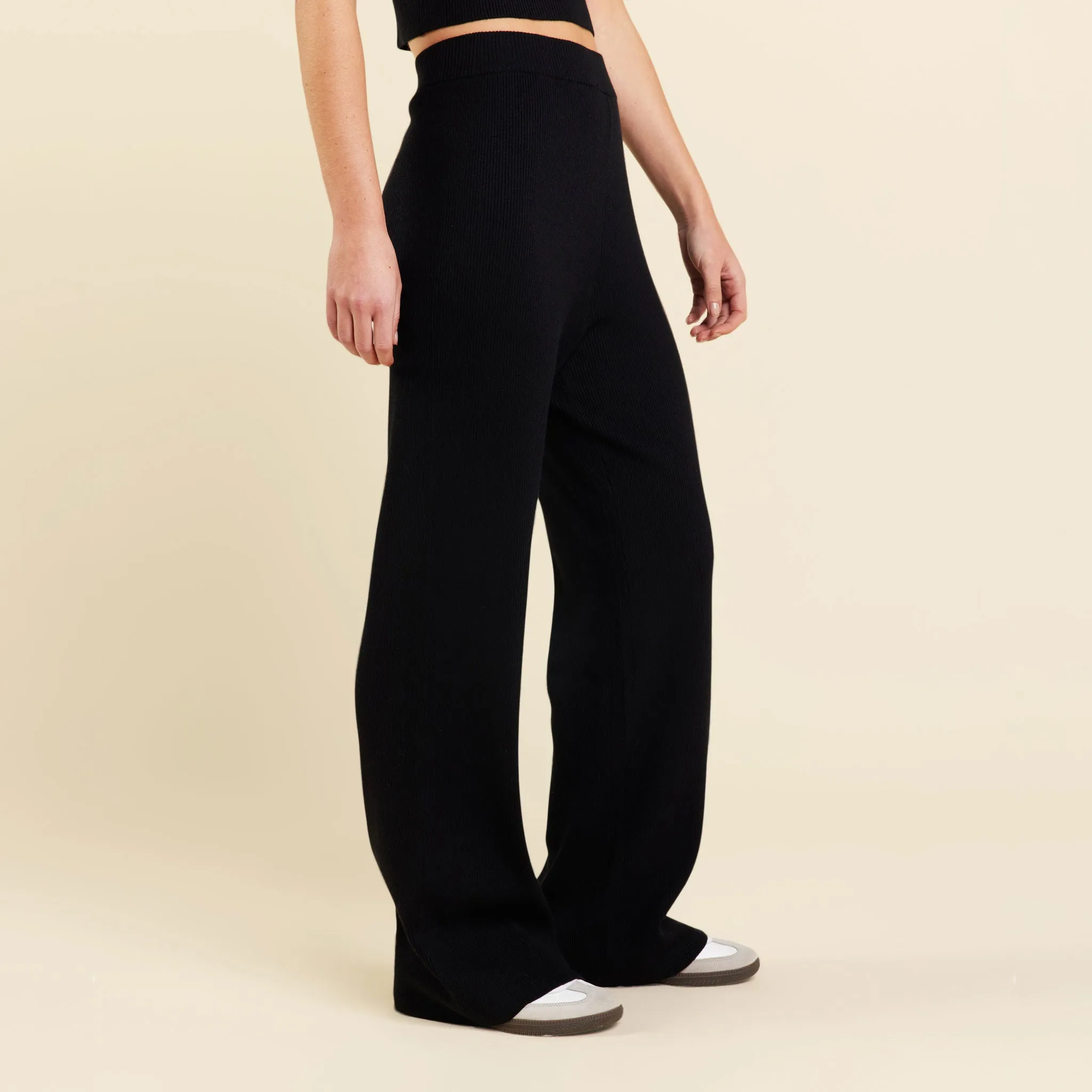 Ribbed Sweater Wide Leg Pant | Black sold by nuuds product image thumbnail 3