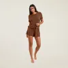 Ribbed Pajama Shorts Set | Chocolate sold by nuuds