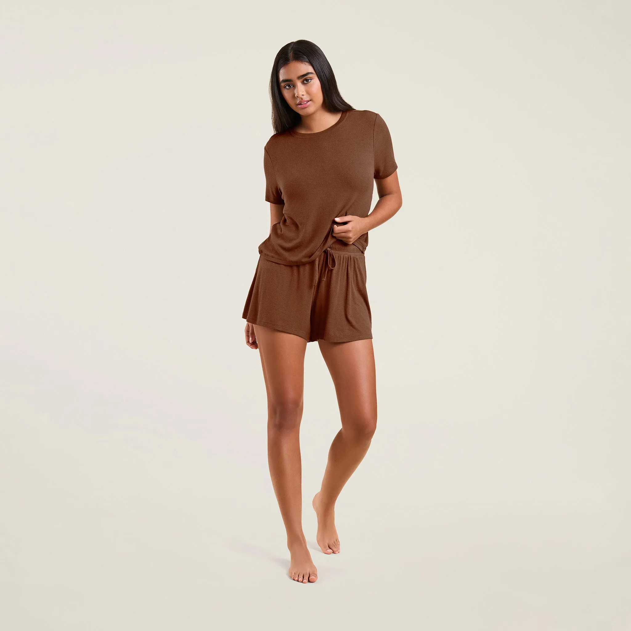 Ribbed Pajama Shorts Set | Chocolate sold by nuuds product image thumbnail 2