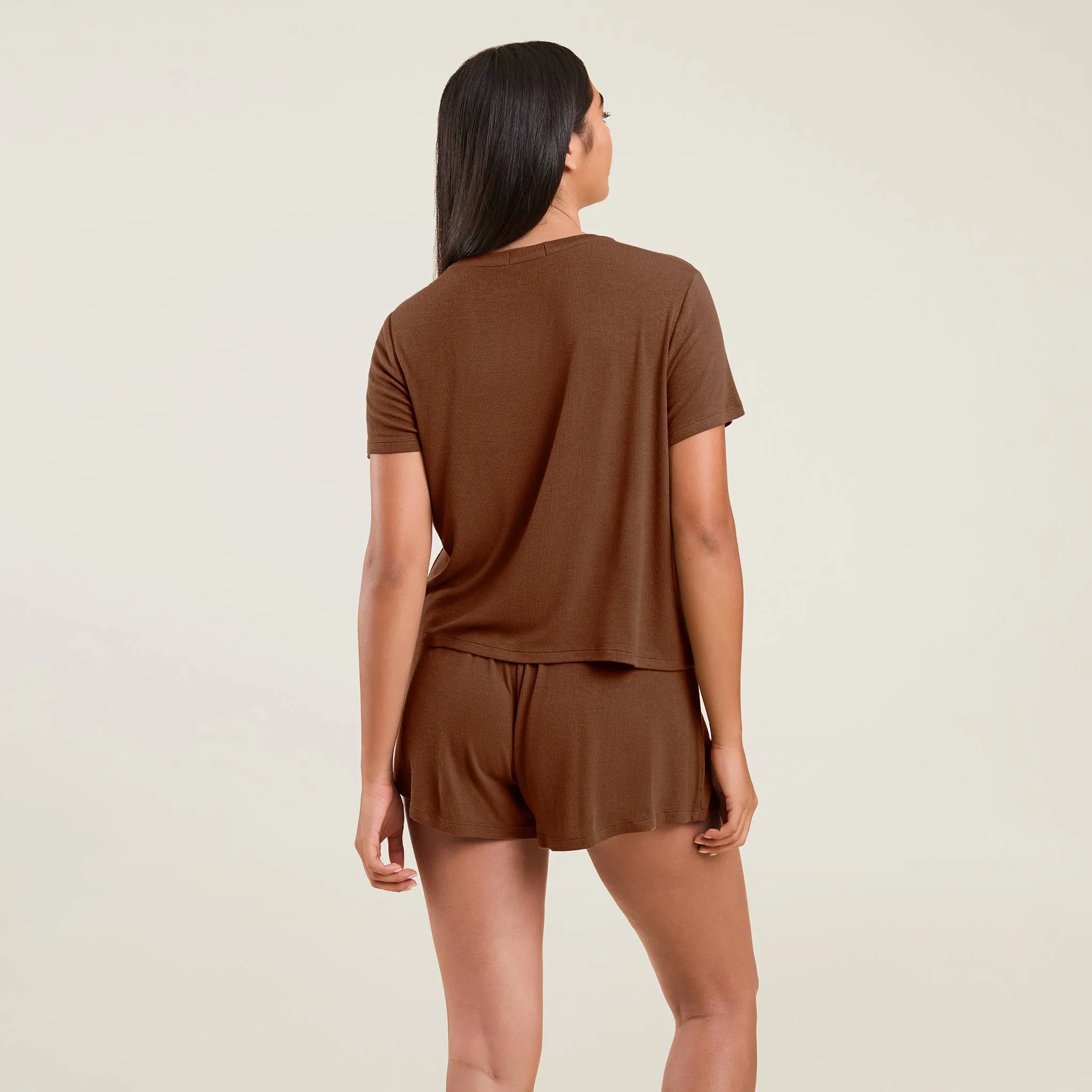 Ribbed Pajama Shorts Set | Chocolate sold by nuuds product image thumbnail 4