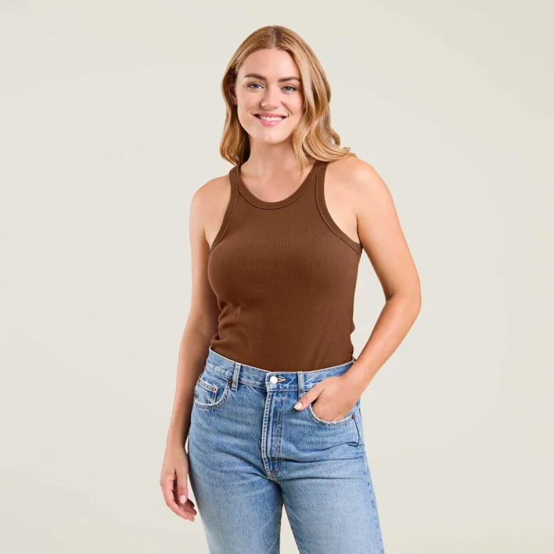 Essential Rib Tank Top | Chocolate sold by nuuds
