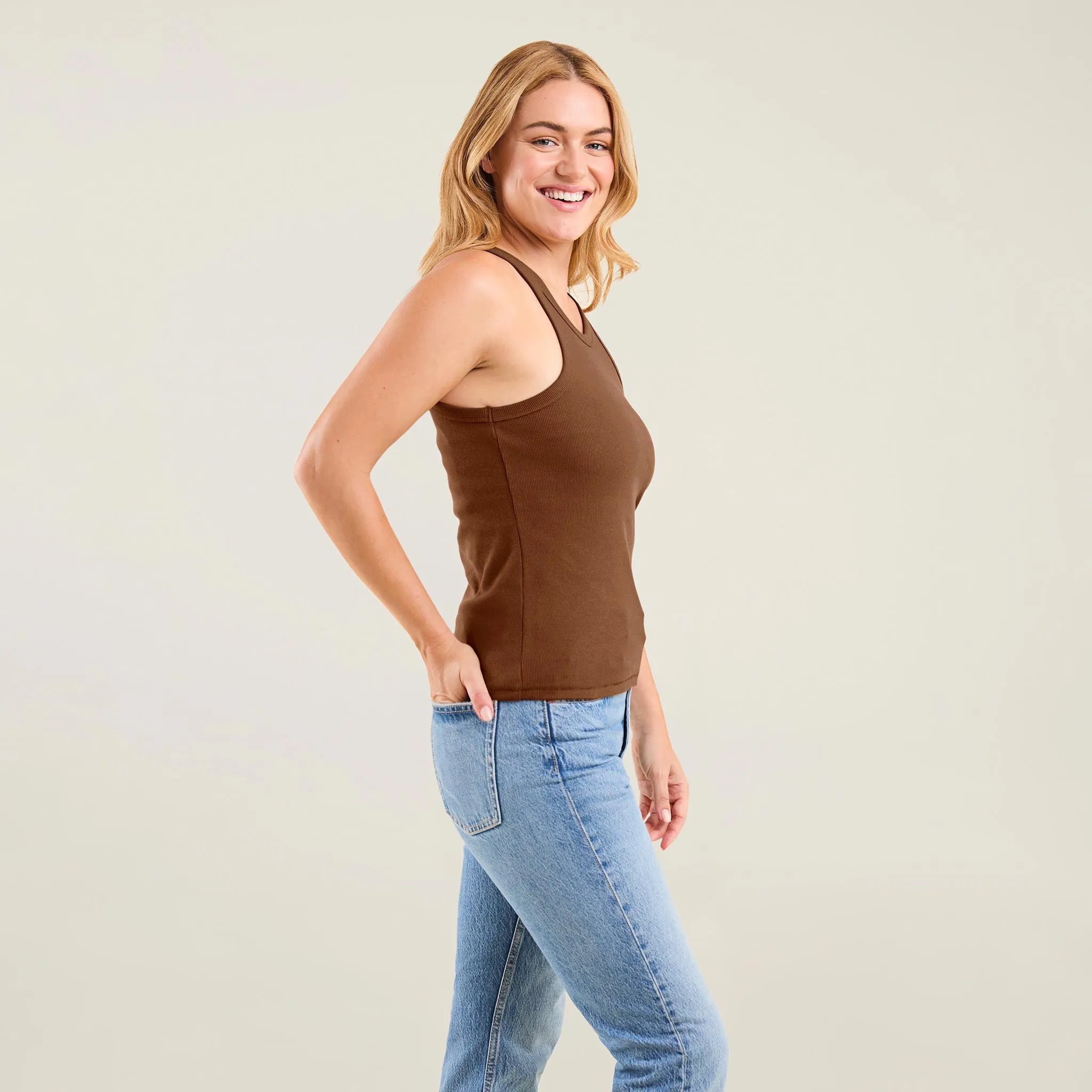 Essential Rib Tank Top | Chocolate sold by nuuds product image thumbnail 3