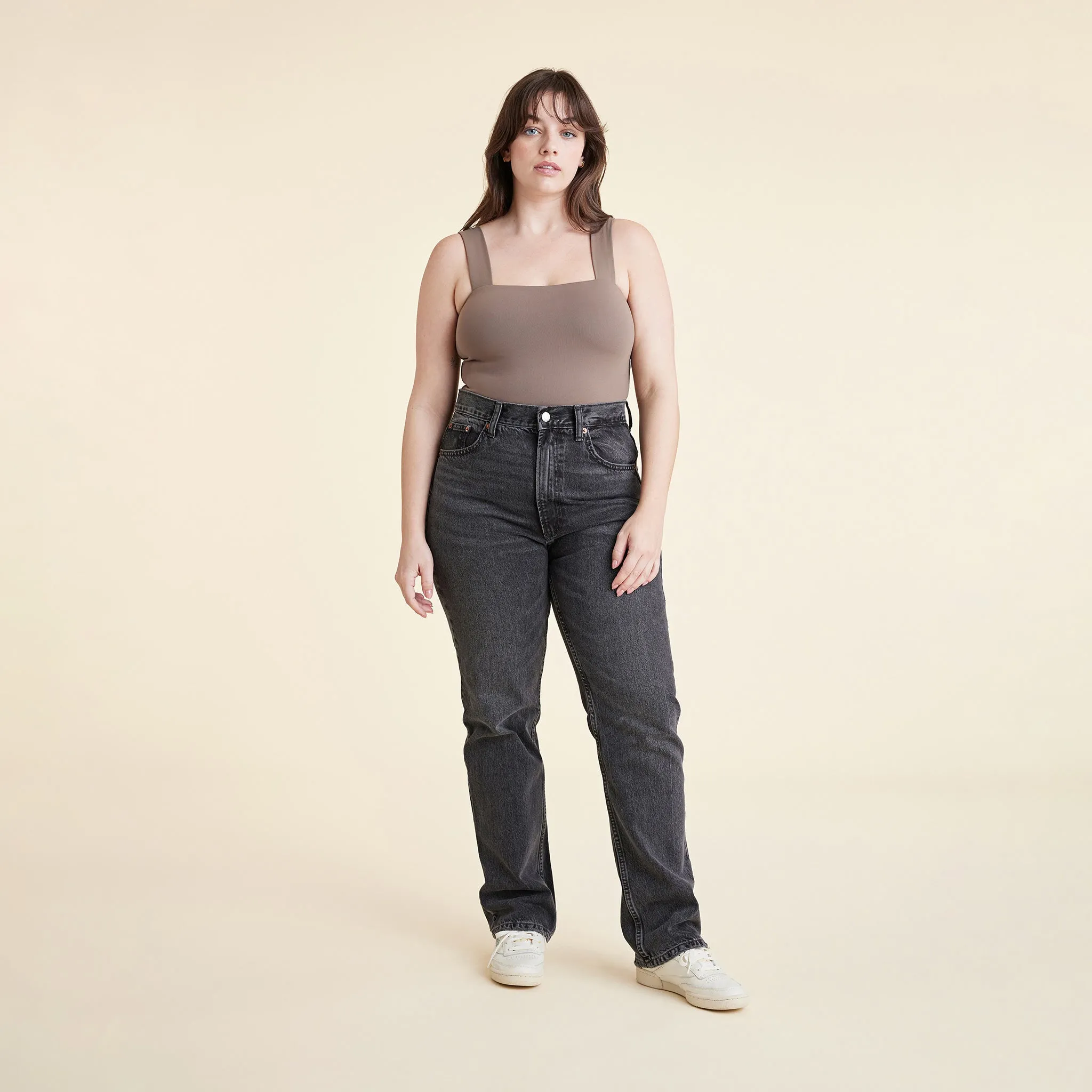 Square Neck Tank Bodysuit | Mocha sold by nuuds product image thumbnail 2