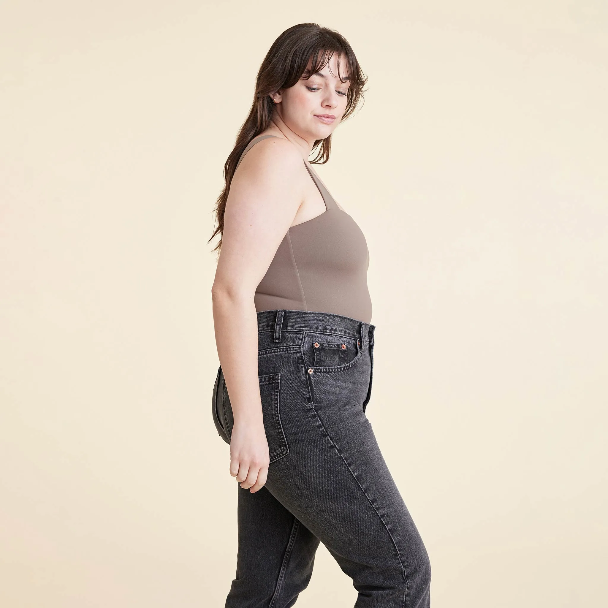 Square Neck Tank Bodysuit | Mocha sold by nuuds product image thumbnail 3