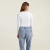 Cotton Stretch Long Sleeve Crewneck Bodysuit | White sold by nuuds