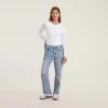 Cotton Stretch Long Sleeve Crewneck Bodysuit | White sold by nuuds
