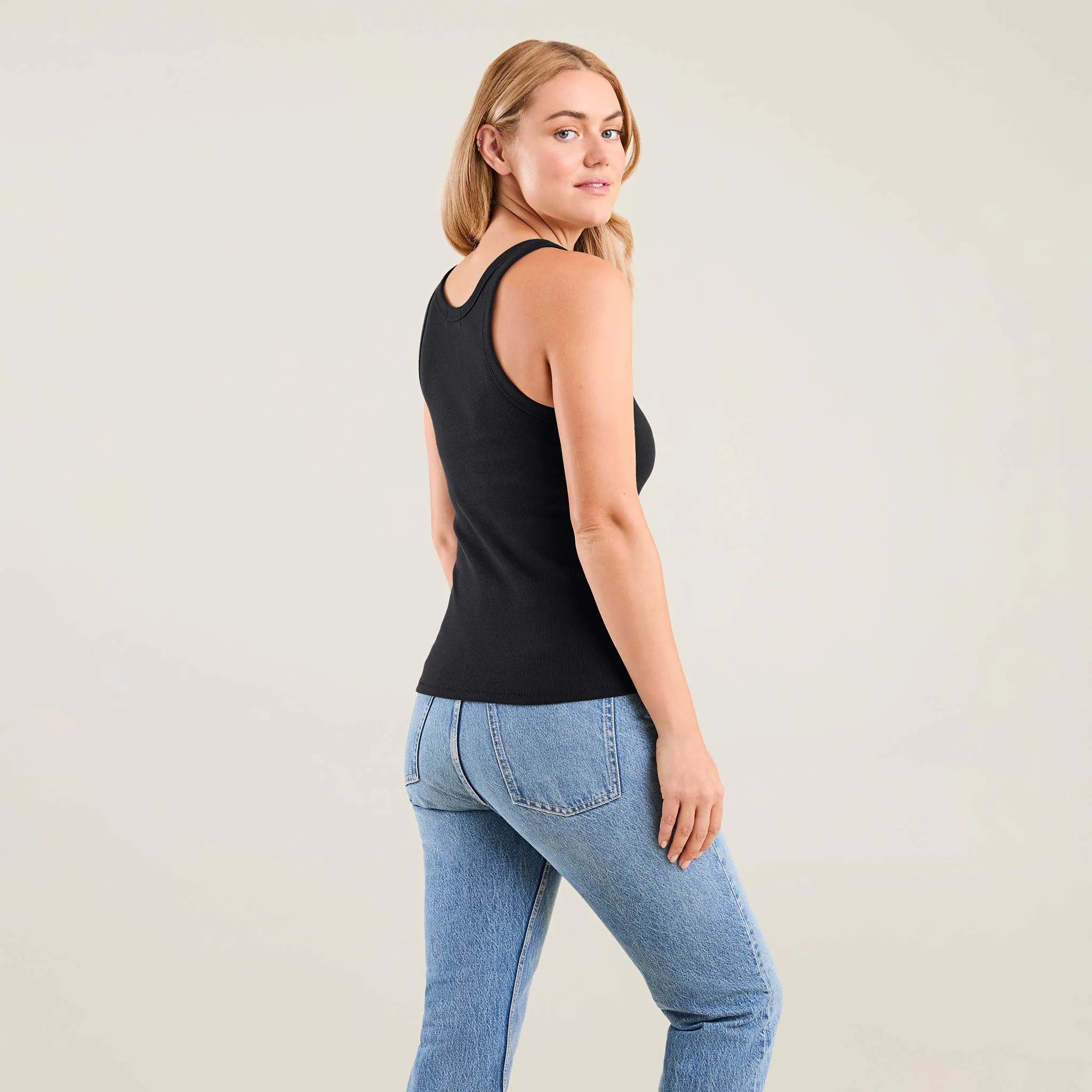Essential Rib Tank Top | Black sold by nuuds product image thumbnail 3