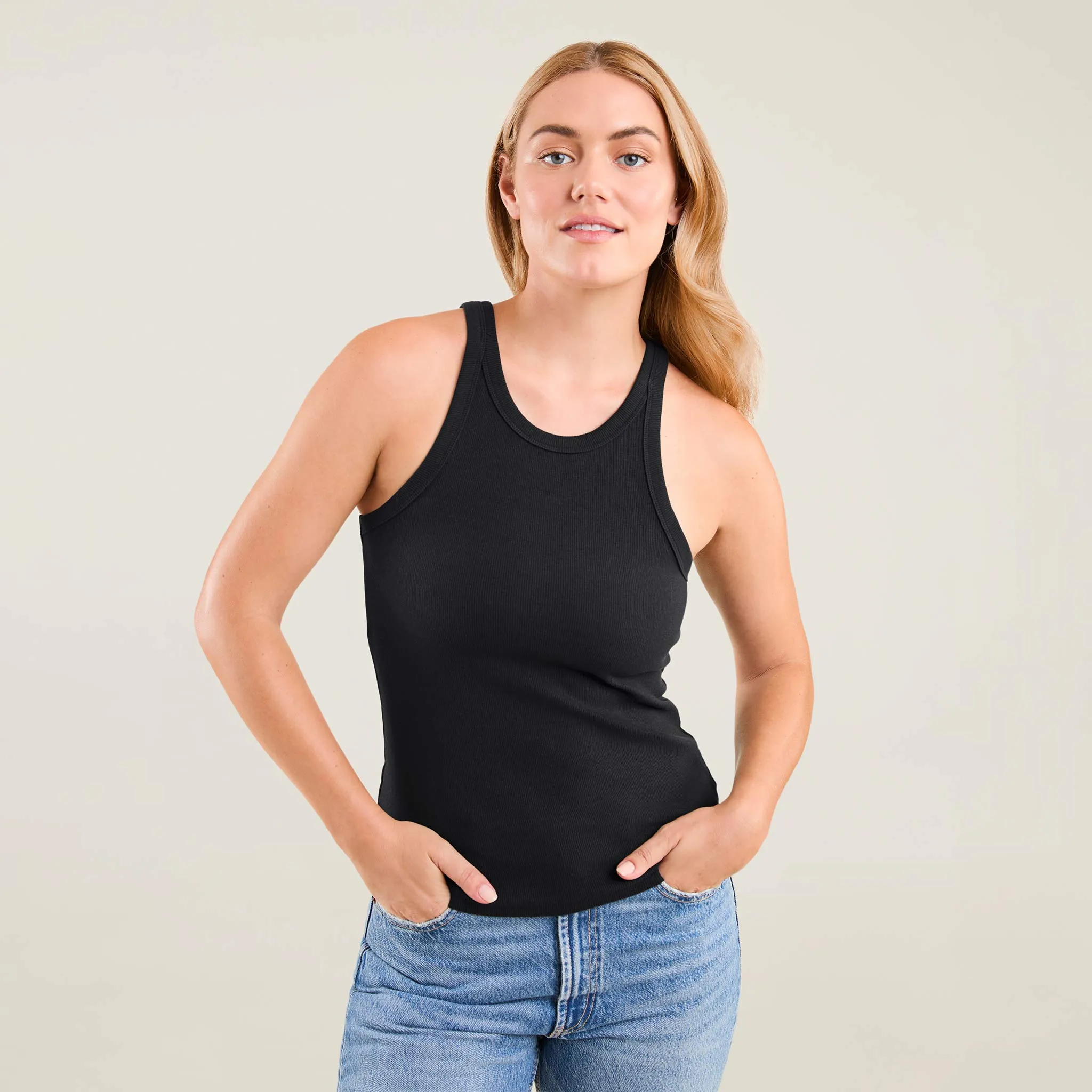 Essential Rib Tank Top | Black sold by nuuds product image thumbnail 5