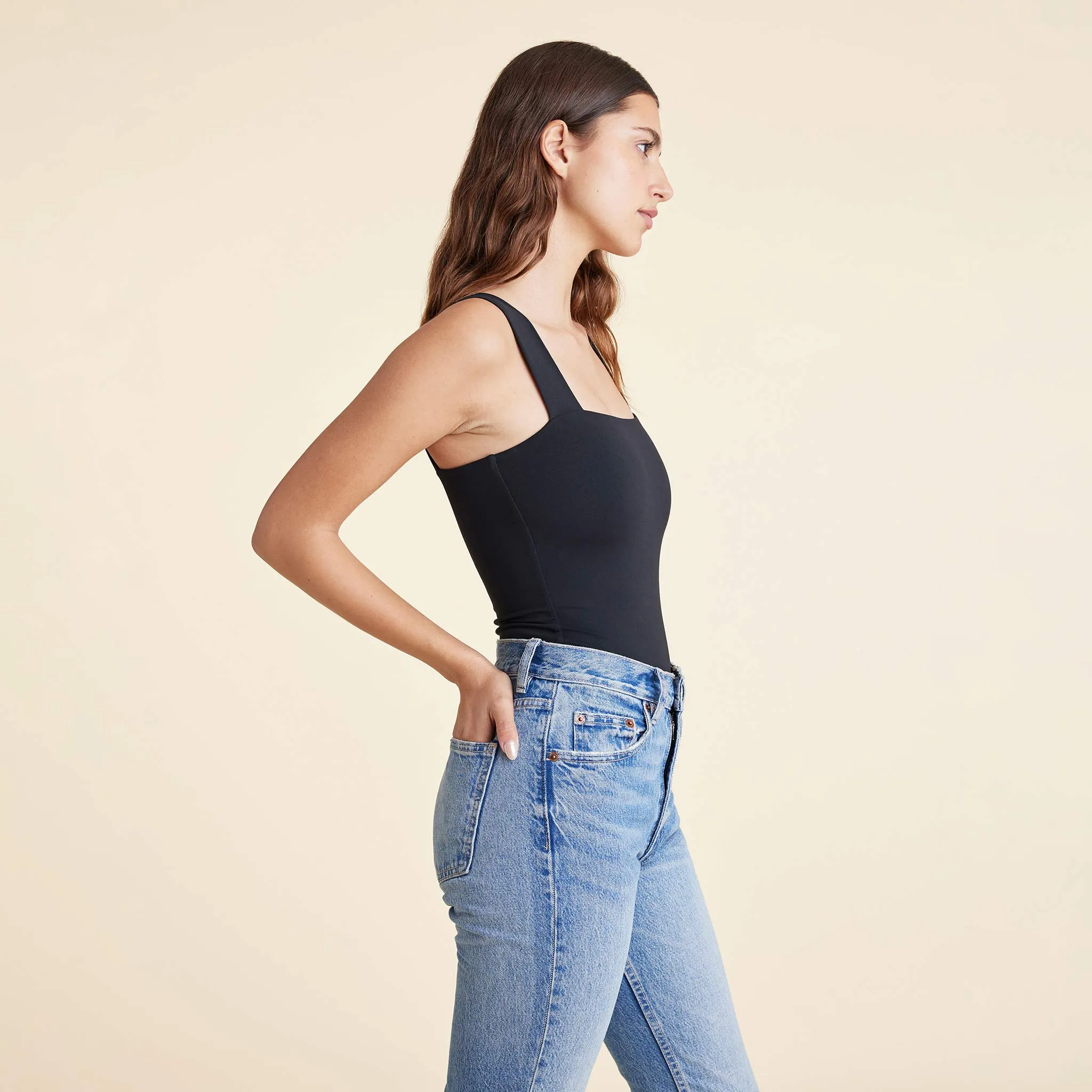 Square Neck Tank Bodysuit | Black sold by nuuds product image thumbnail 3