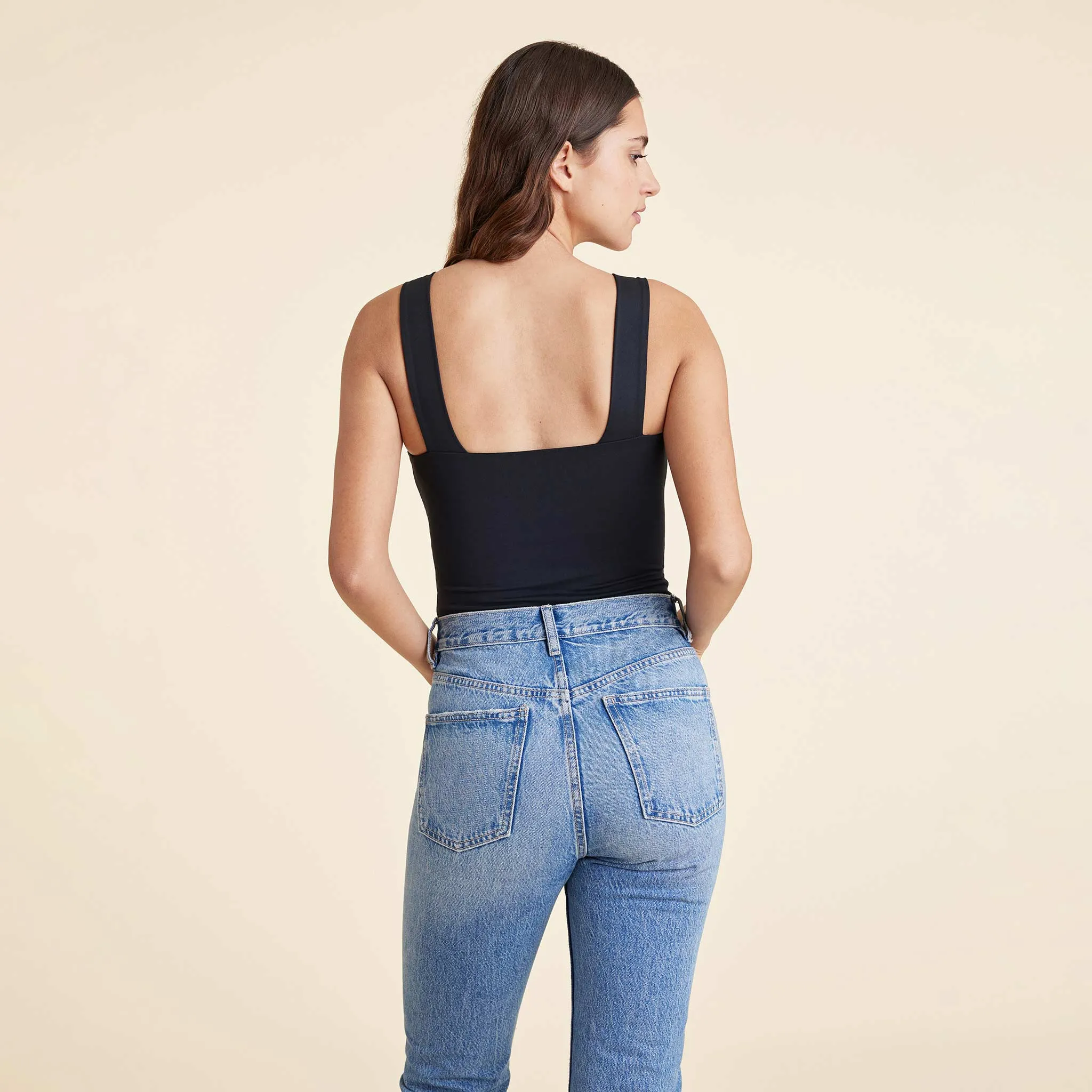 Square Neck Tank Bodysuit | Black sold by nuuds product image thumbnail 4