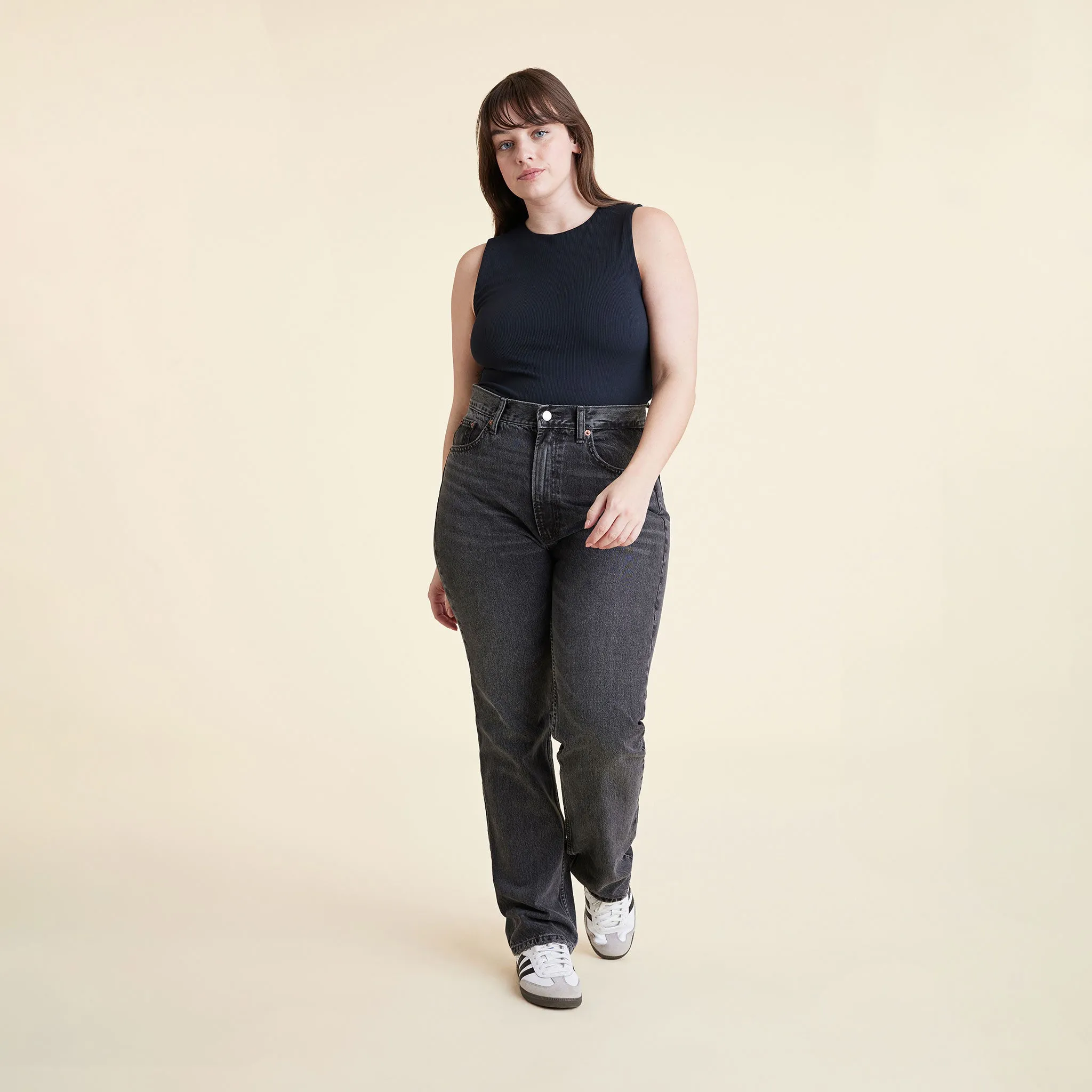 Ribbed Crewneck Tank Bodysuit | Black sold by nuuds product image thumbnail 2