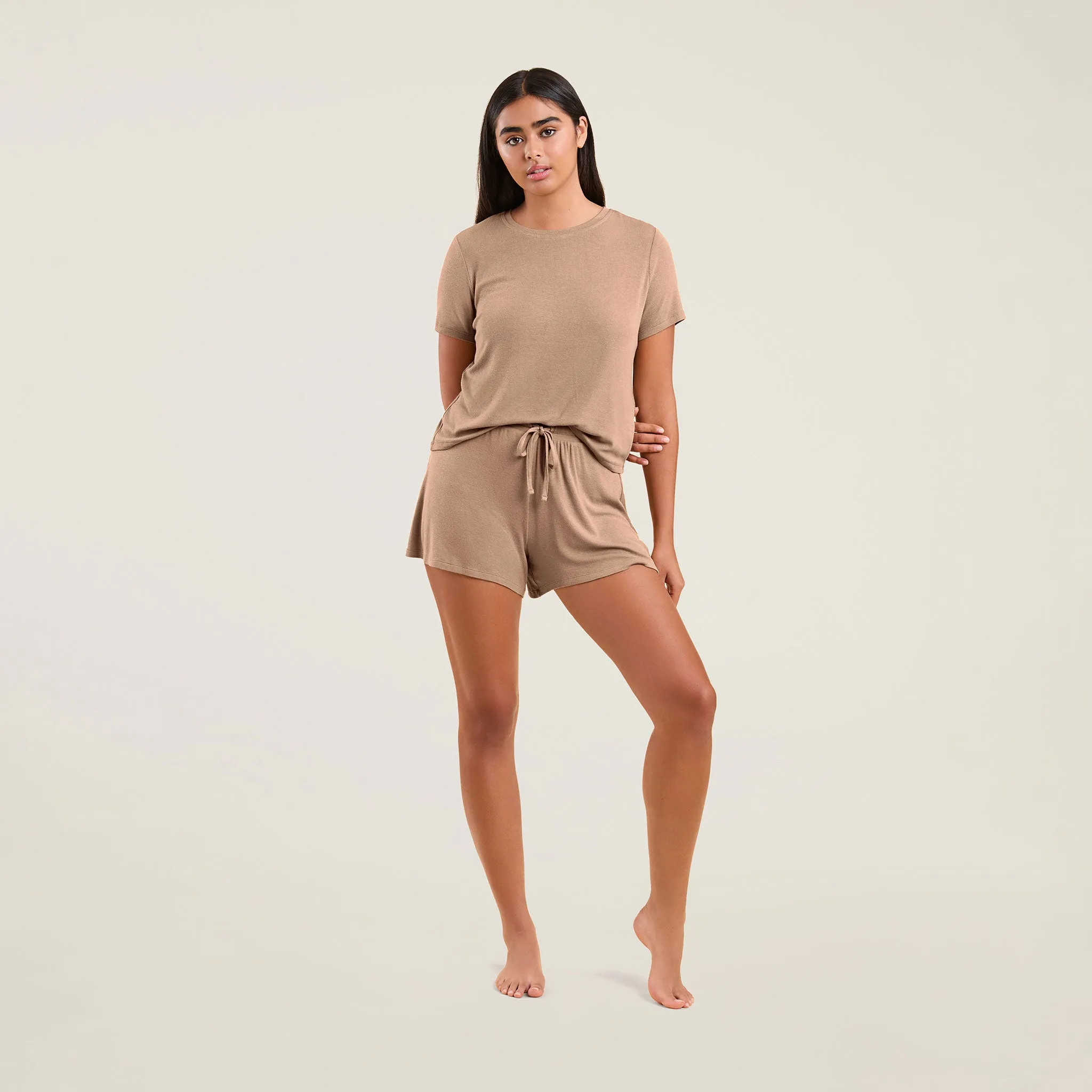 Ribbed Pajama Shorts Set | Cinnamon sold by nuuds product image thumbnail 2