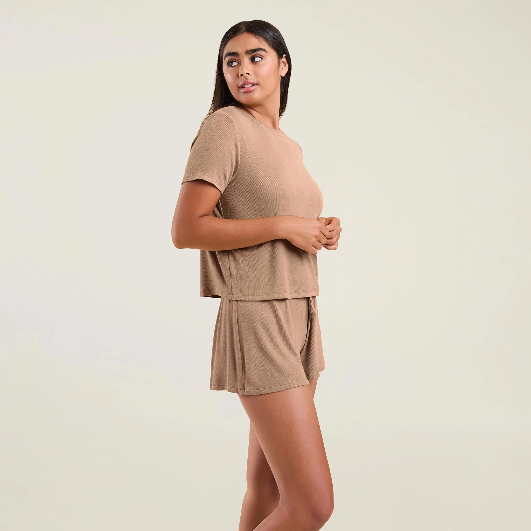 Ribbed Pajama Shorts Set | Cinnamon sold by nuuds product image thumbnail 3