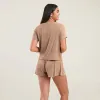 Ribbed Pajama Shorts Set | Cinnamon sold by nuuds