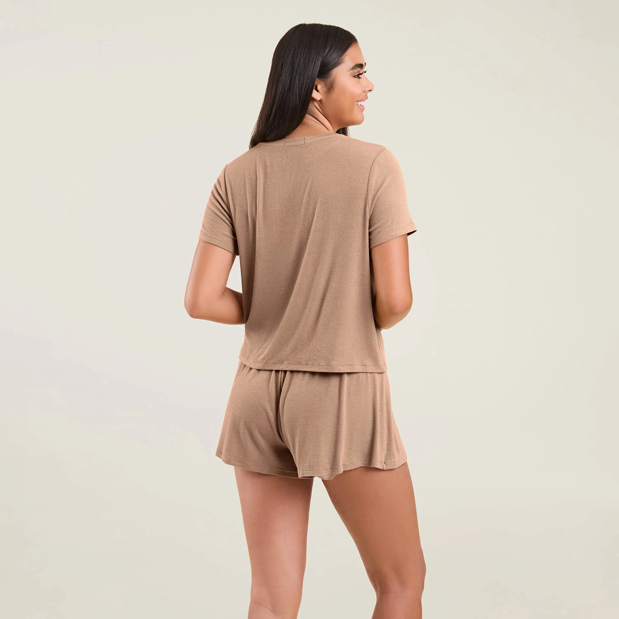 Ribbed Pajama Shorts Set | Cinnamon sold by nuuds product image thumbnail 4