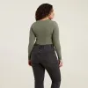 Cotton Stretch Long Sleeve Crewneck Bodysuit | Olive sold by nuuds