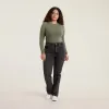 Cotton Stretch Long Sleeve Crewneck Bodysuit | Olive sold by nuuds