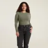Cotton Stretch Long Sleeve Crewneck Bodysuit | Olive sold by nuuds