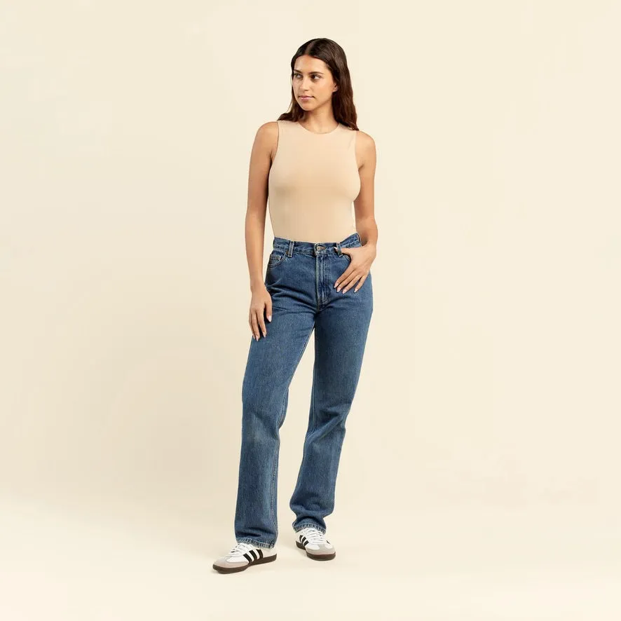 Cotton Stretch Classic Crewneck Tank Bodysuit | Oat sold by nuuds product image thumbnail 2