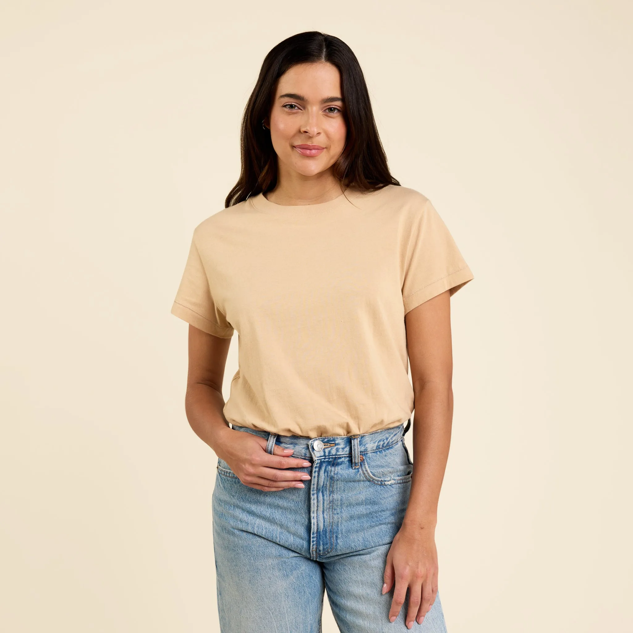 Soft Cotton Everyday T-Shirt Bodysuit | Oat sold by nuuds