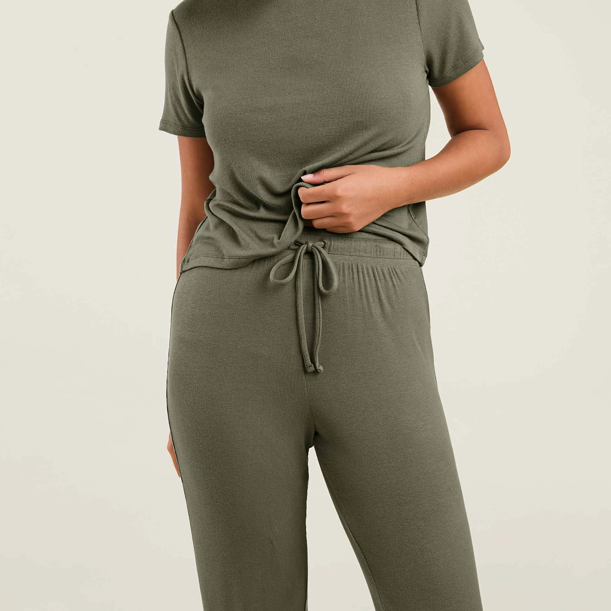 Ribbed Pajama Set | Olive sold by nuuds product image thumbnail 5