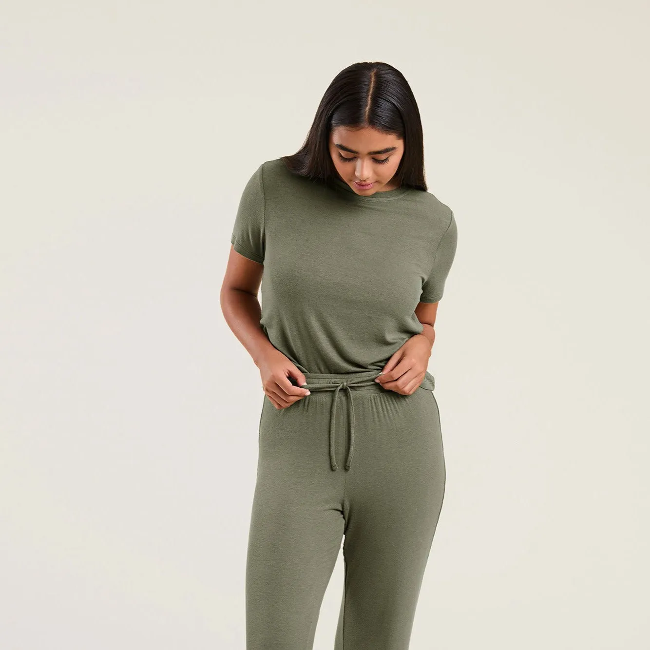 Ribbed Pajama Set | Olive sold by nuuds
