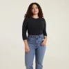 Cotton Stretch Long Sleeve Crewneck Bodysuit | Black sold by nuuds