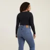 Cotton Stretch Long Sleeve Crewneck Bodysuit | Black sold by nuuds
