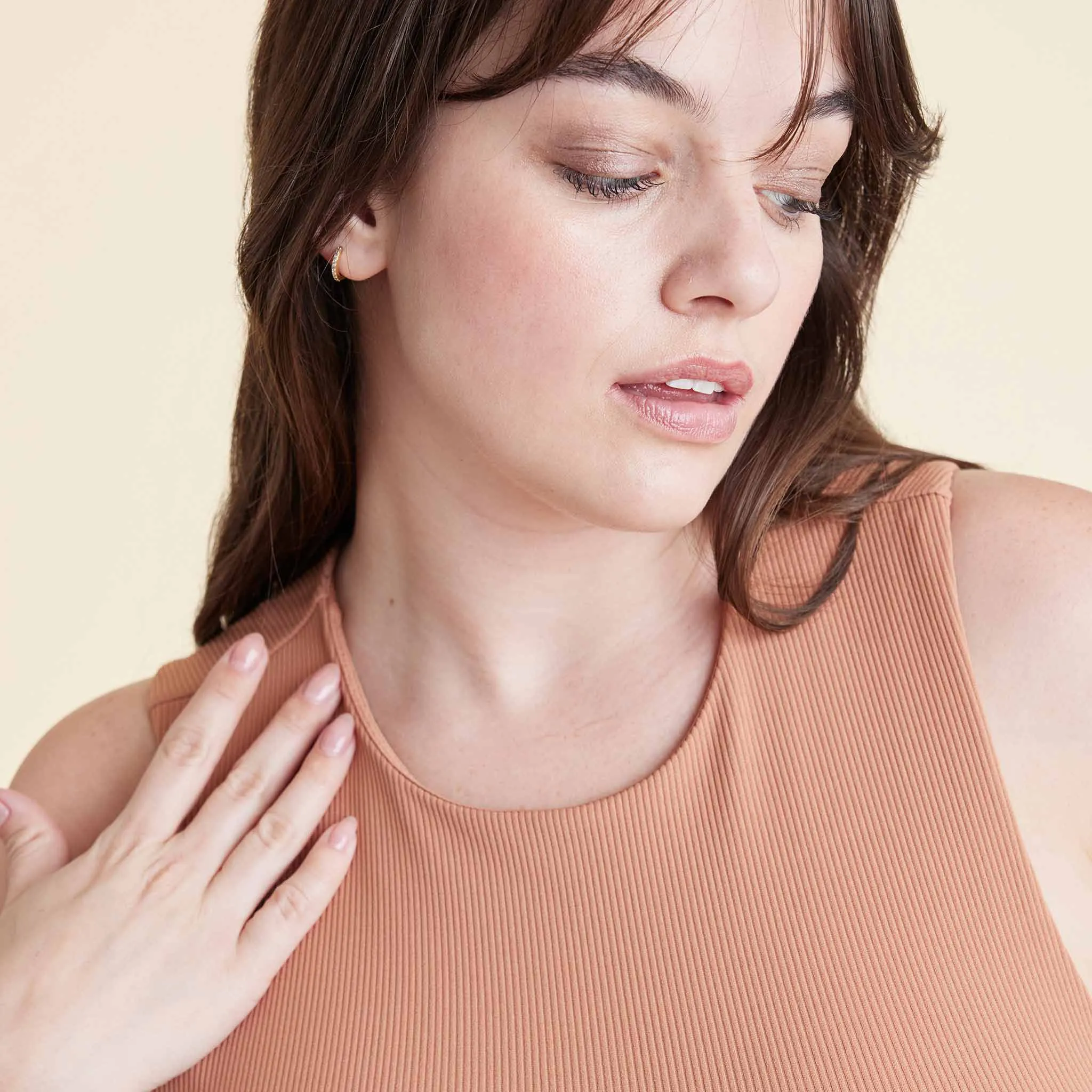 Cotton Stretch Classic Crewneck Tank Bodysuit | Clay sold by nuuds product image thumbnail 5