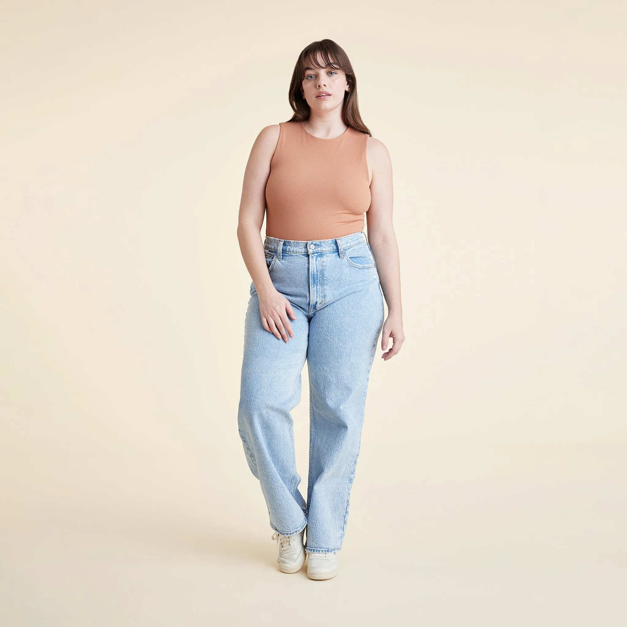 Cotton Stretch Classic Crewneck Tank Bodysuit | Clay sold by nuuds product image thumbnail 2