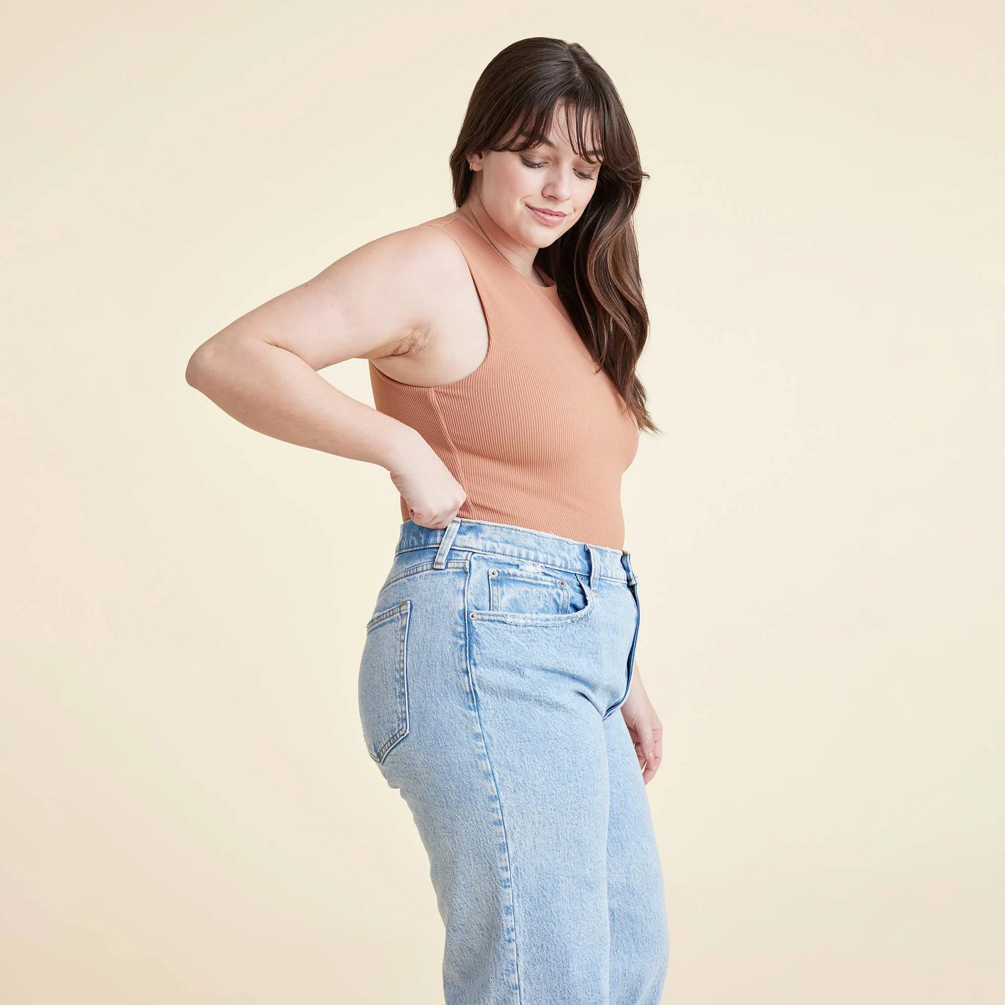 Cotton Stretch Classic Crewneck Tank Bodysuit | Clay sold by nuuds product image thumbnail 3