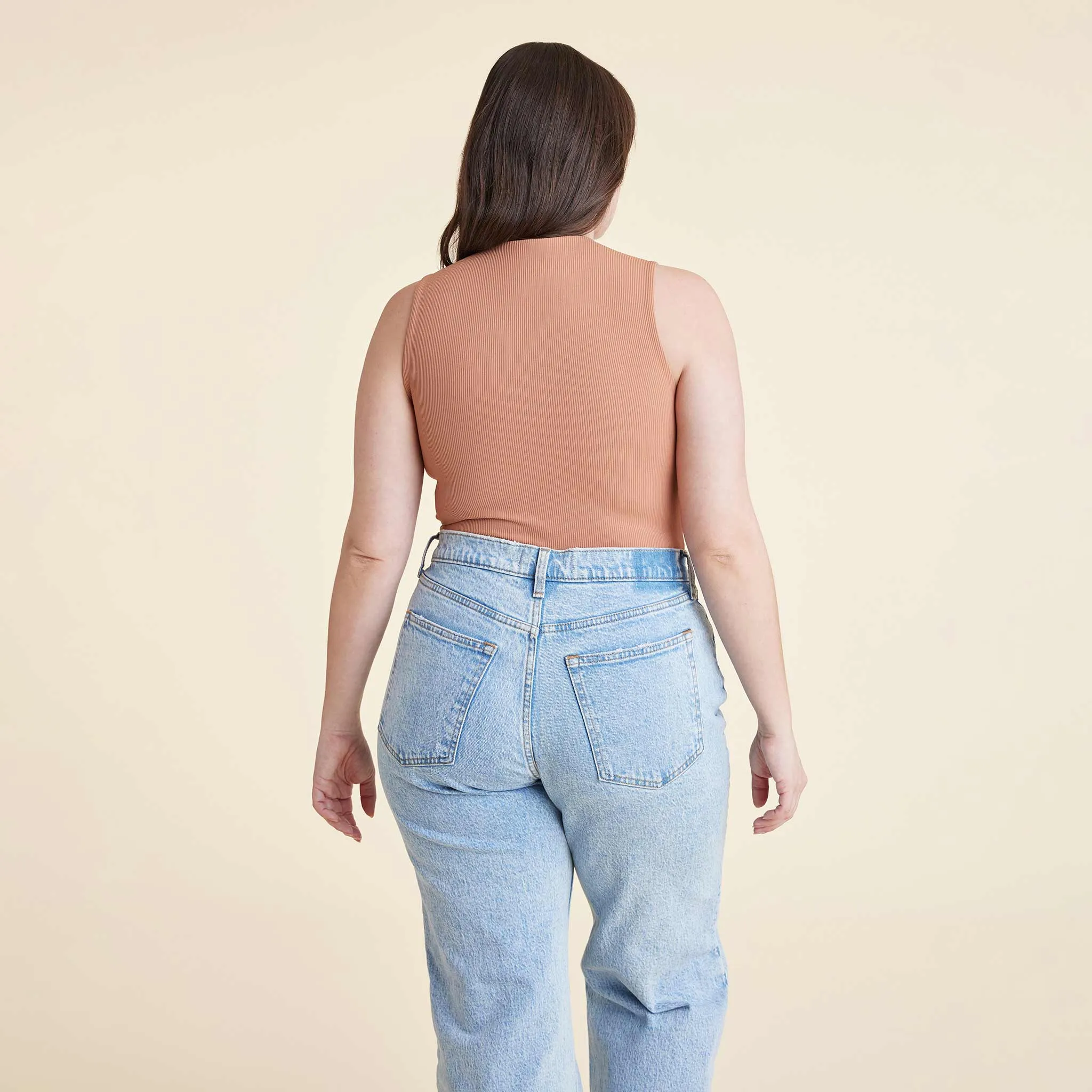 Cotton Stretch Classic Crewneck Tank Bodysuit | Clay sold by nuuds product image thumbnail 4