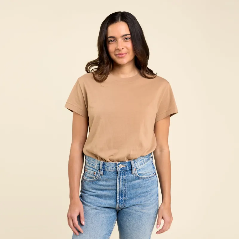 Soft Cotton Everyday T-Shirt Bodysuit | Cinnamon sold by nuuds