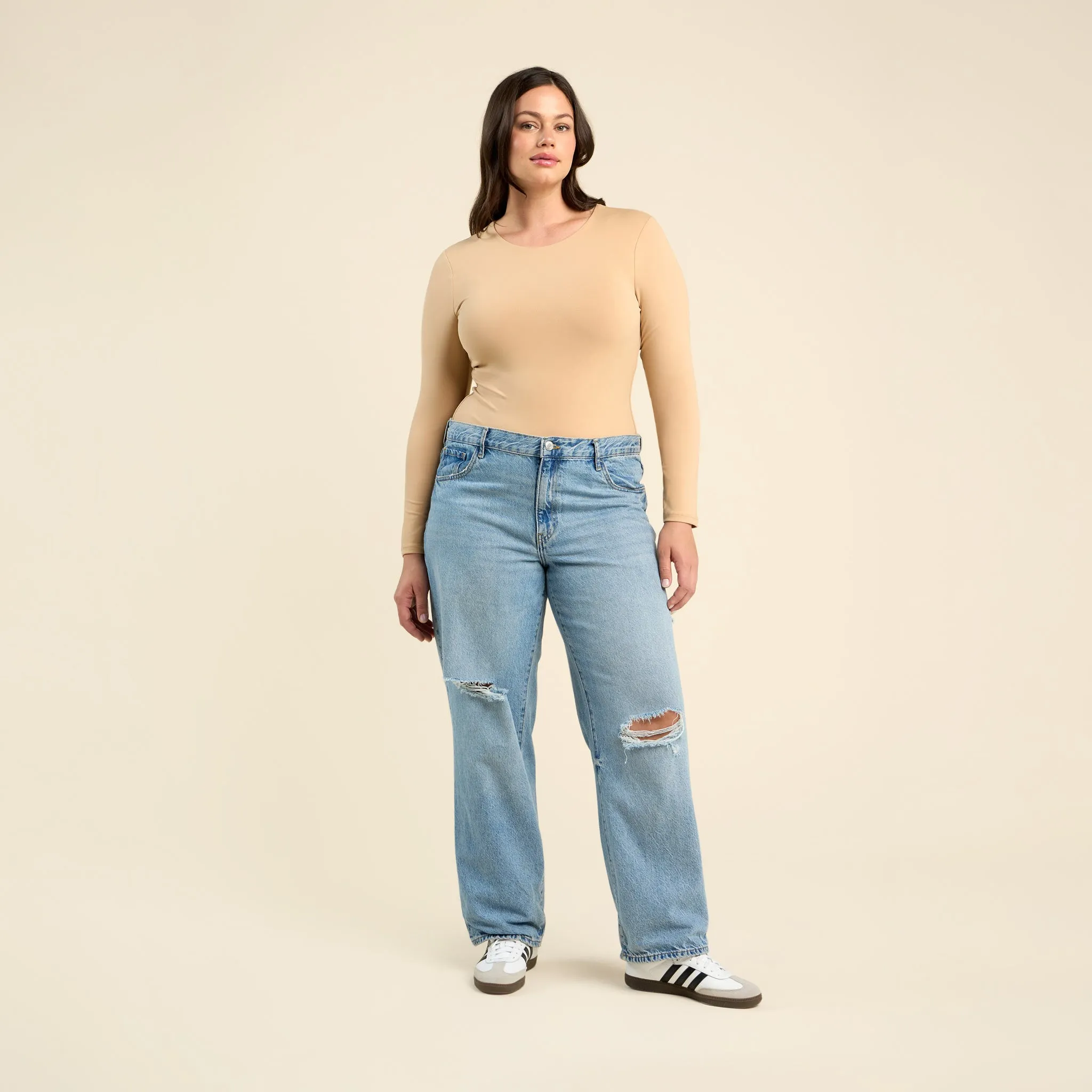 Long Sleeve Crewneck Bodysuit | Oat sold by nuuds product image thumbnail 2