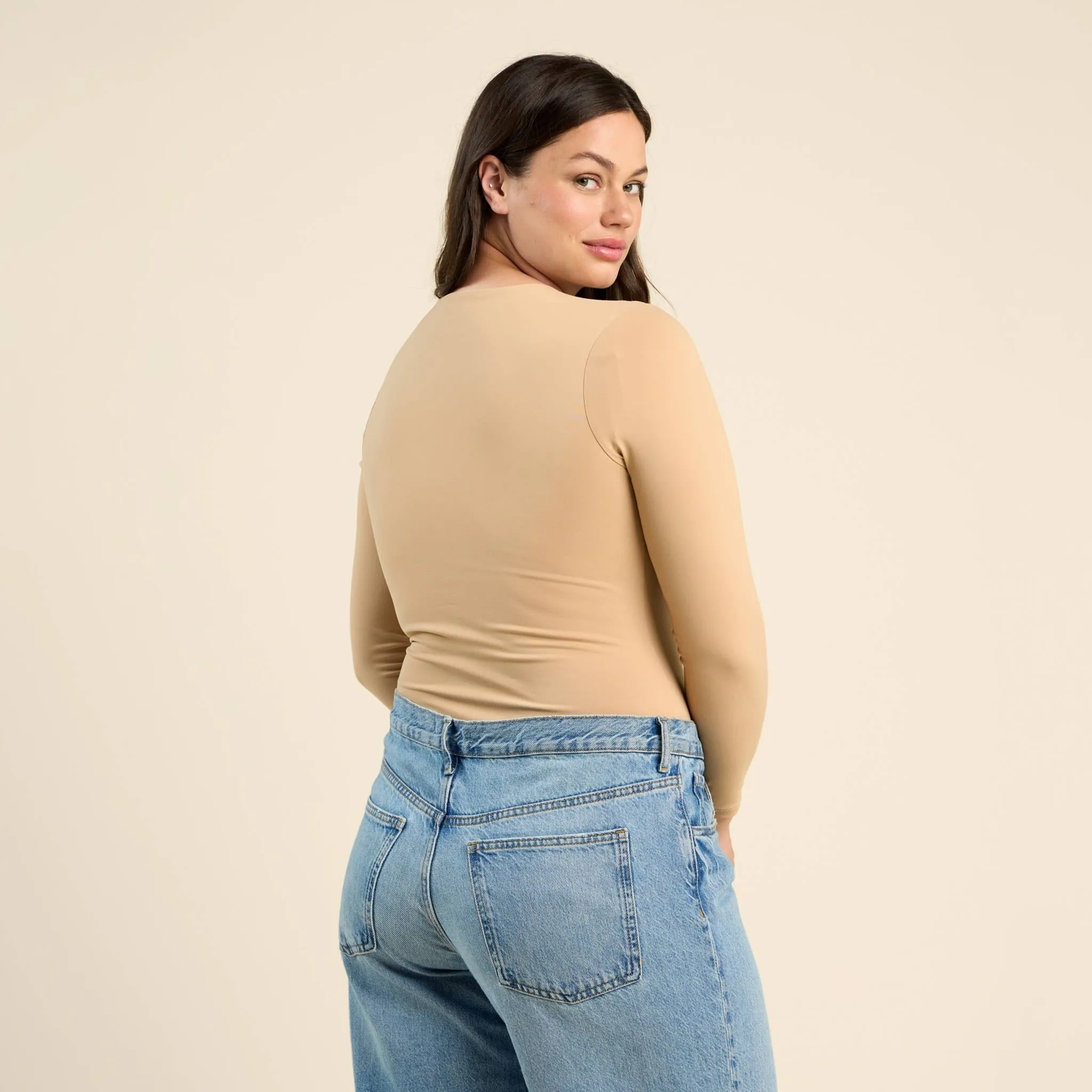 Long Sleeve Crewneck Bodysuit | Oat sold by nuuds product image thumbnail 4