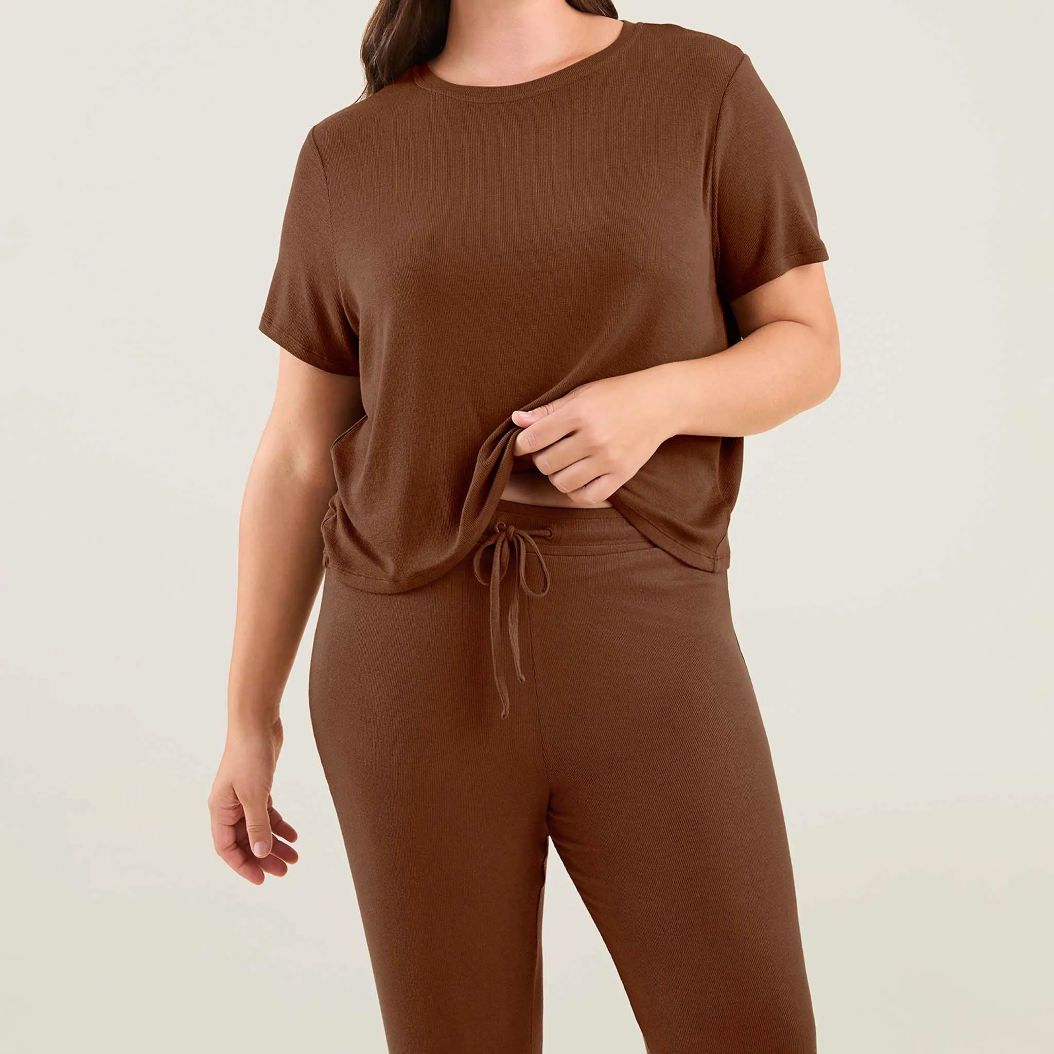 Ribbed Pajama Set | Chocolate sold by nuuds product image thumbnail 5