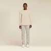 Long Sleeve Curved Hem T-Shirt | Bone sold by nuuds