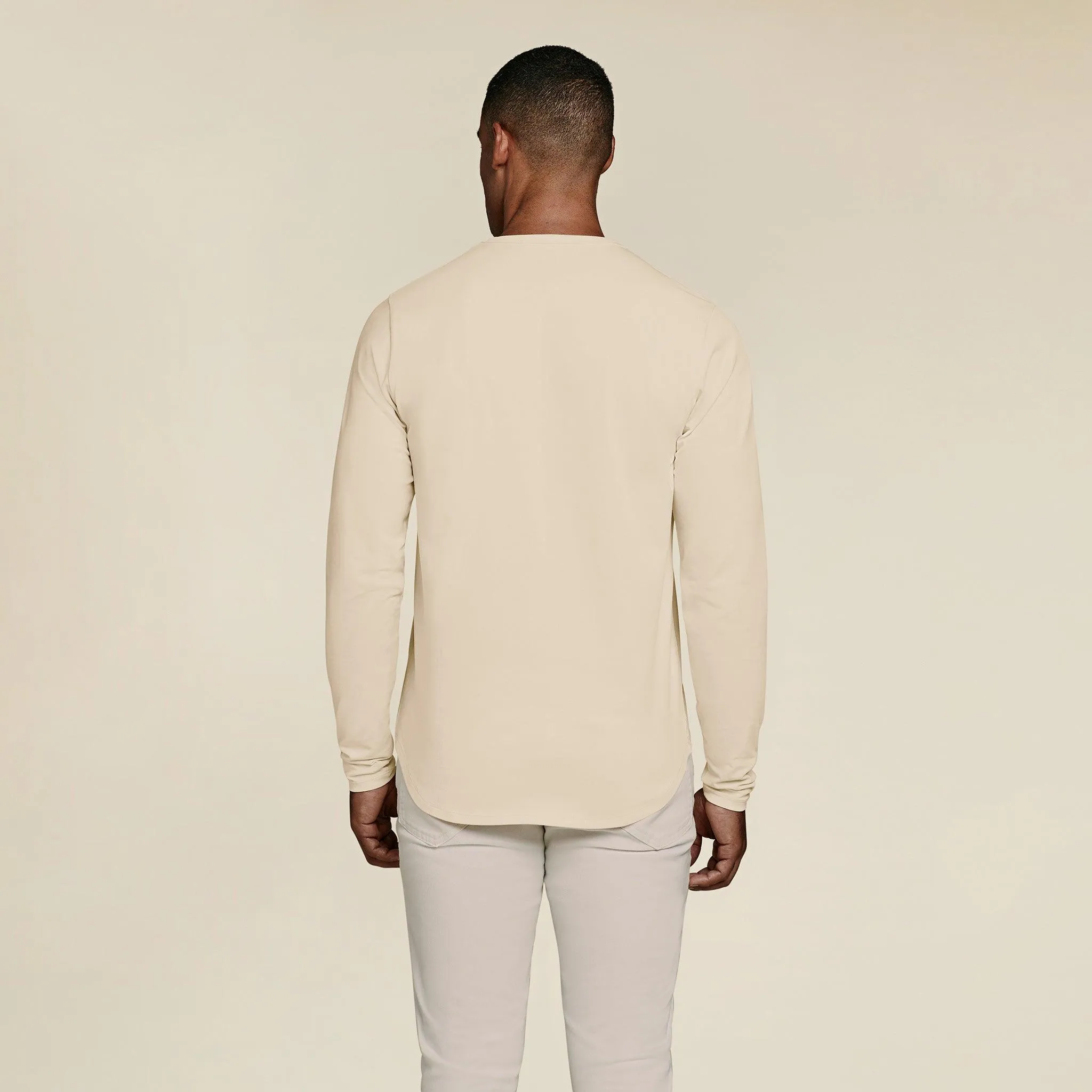 Long Sleeve Curved Hem T-Shirt | Bone sold by nuuds product image thumbnail 3