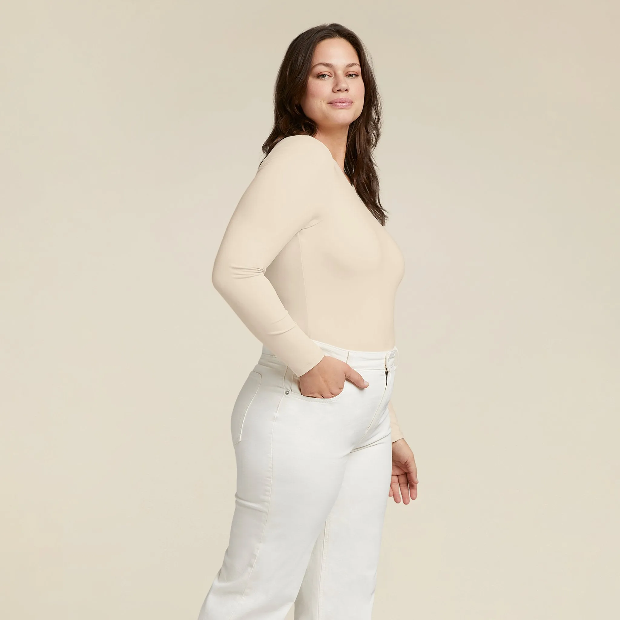 Seamless Long Sleeve Shirt | Bone sold by nuuds product image thumbnail 3