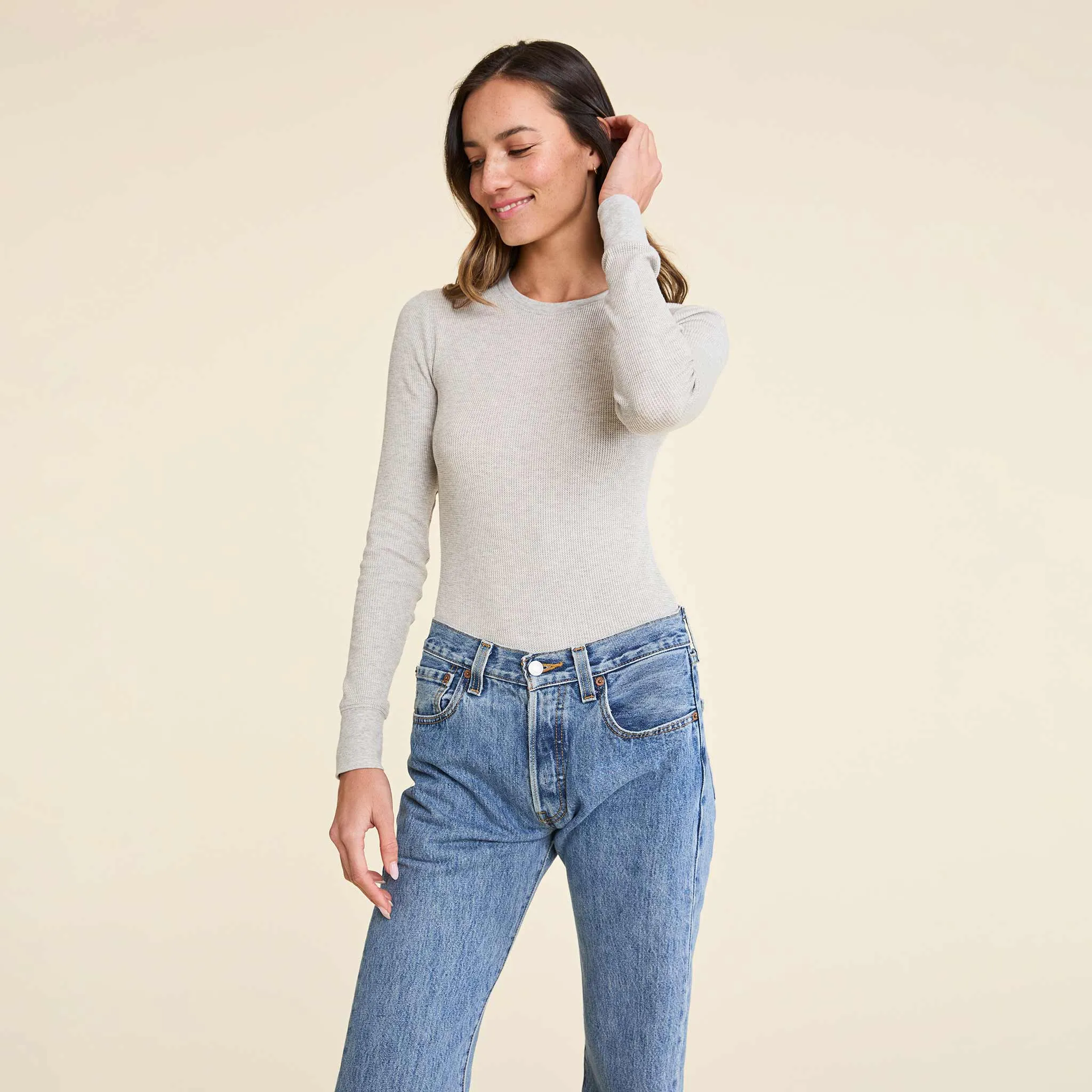 Waffle Bodysuit | Heather Grey sold by nuuds